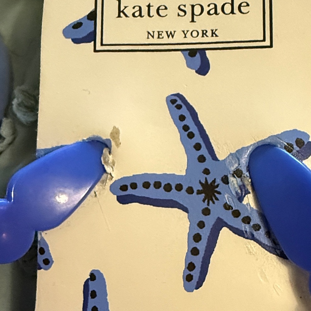 Kate Spade White and Blue Starfish Flip Flops - Picture 3 of 7